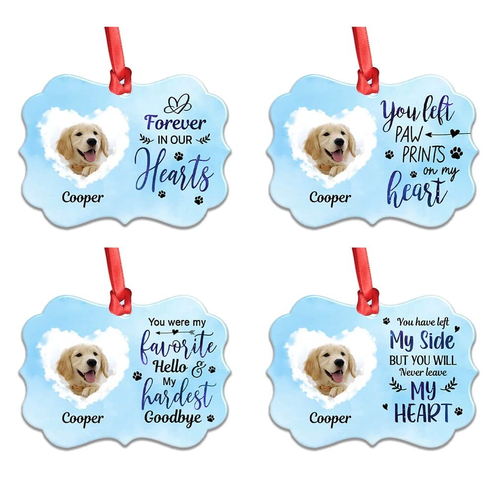 Personalized Ornament Dog Memorial Custom Photo Pawprints