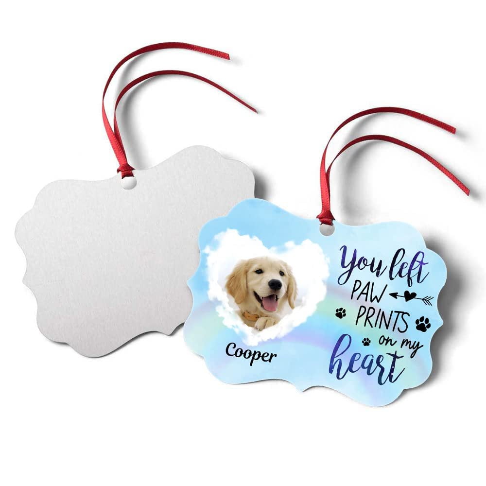 Personalized Ornament Dog Memorial Custom Photo Pawprints