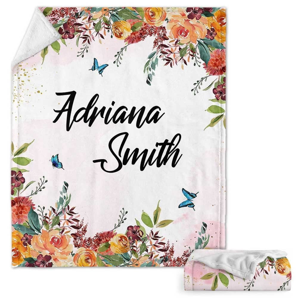 Personalized Blanket Flowers Butterflies