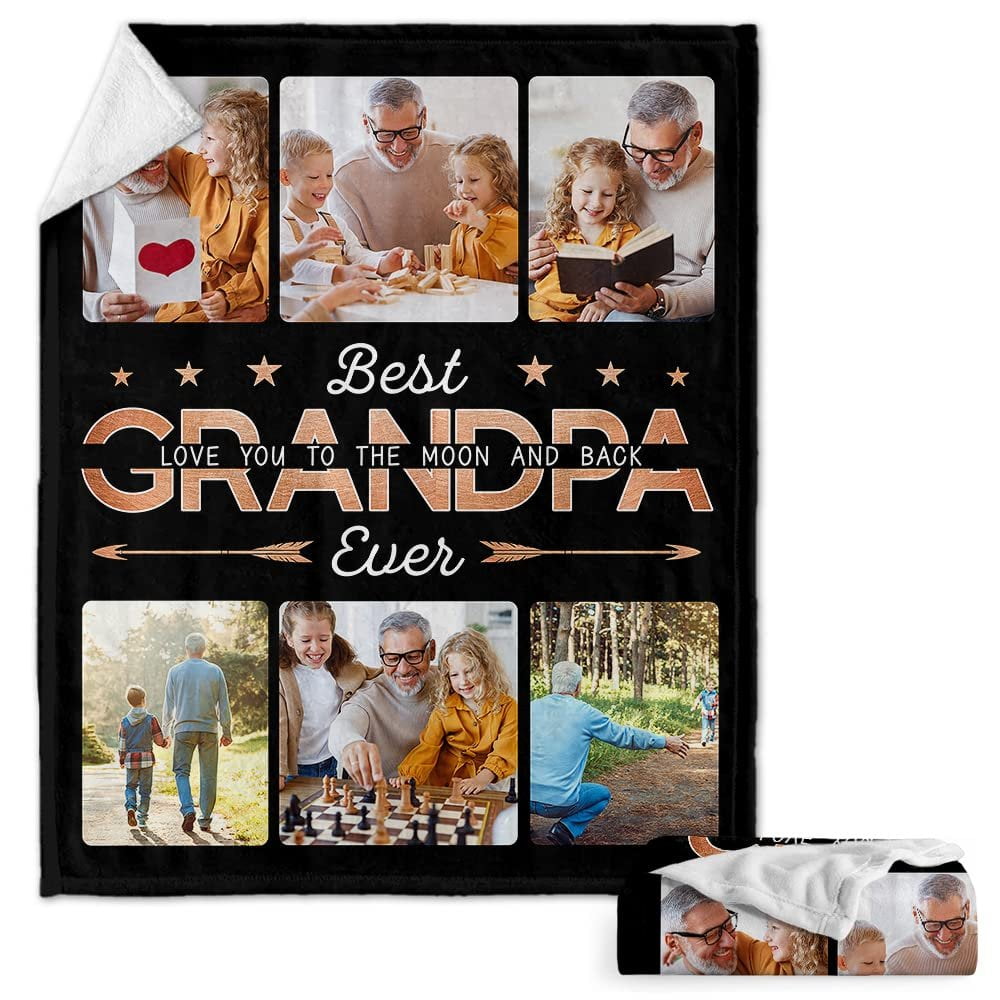 Personalized Grandpa Photos Blanket Best Grandpa Ever
