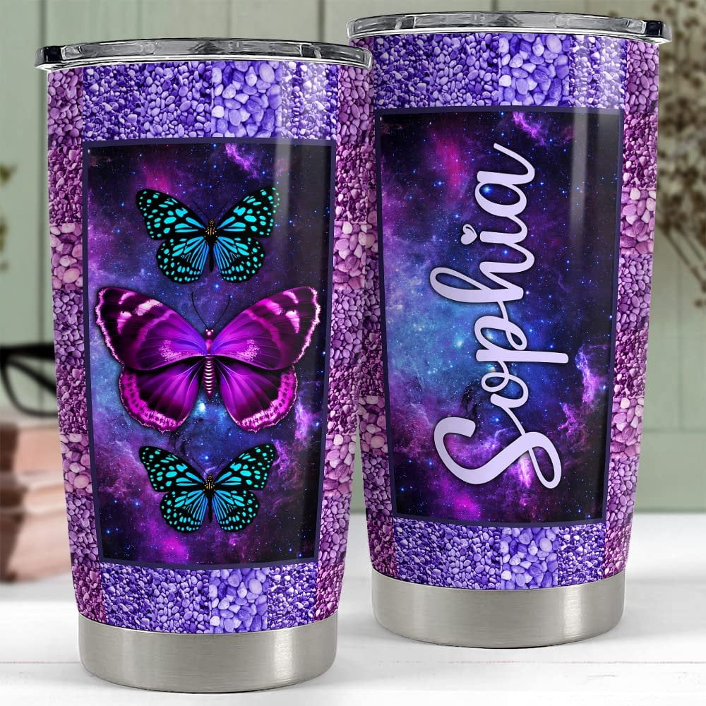 Personalized Butterfly Tumbler Mosaic Style Best Gift