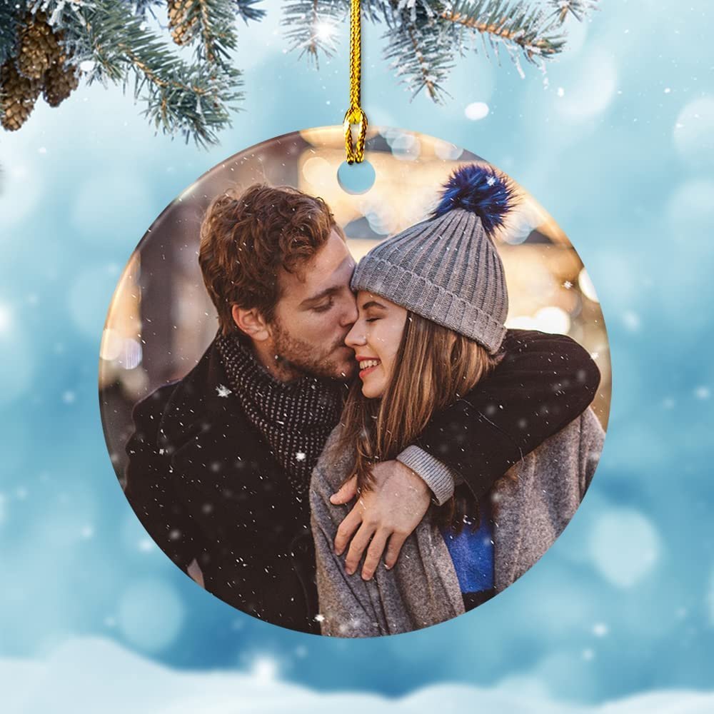 Personalized Circle Ornament Couple Custom Photo
