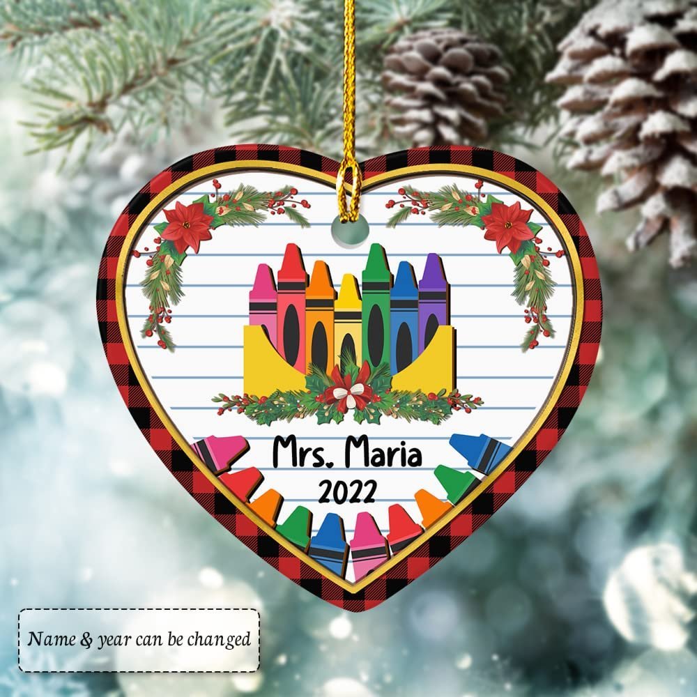 Personalized Ceramic Teacher Crayons Ornament Sandjest