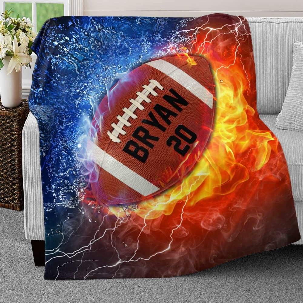 Personalized Football Blanket Custom Number