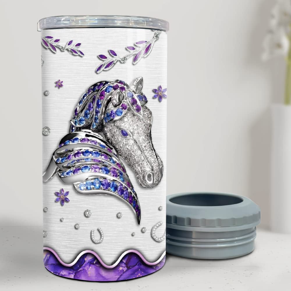 Personalized Horse Can Cooler Jewelry Drawing Style
