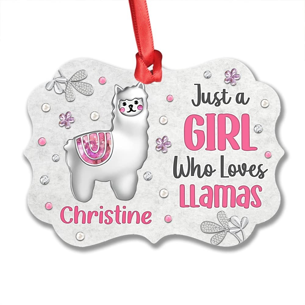 Personalized Ornament Llama Jewelry Style Girl Loves Llamas