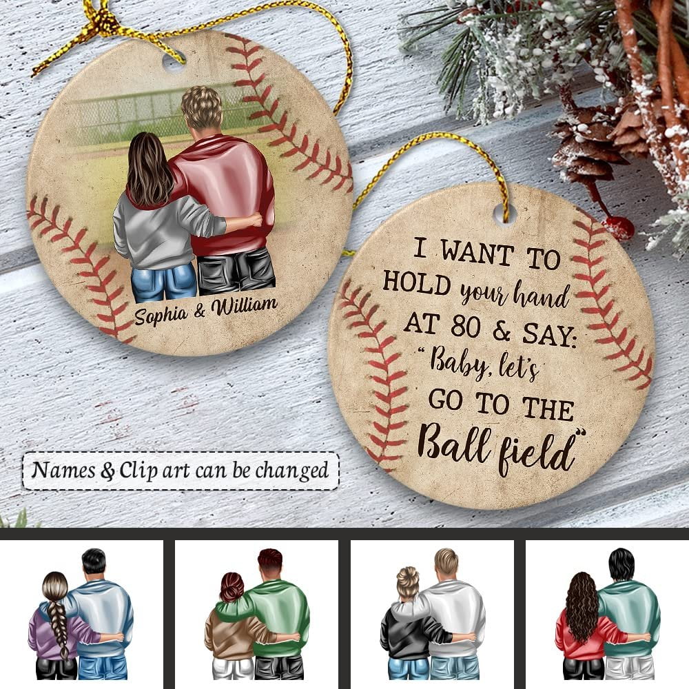 Personalized Ornament Couple for Baseball Lovers