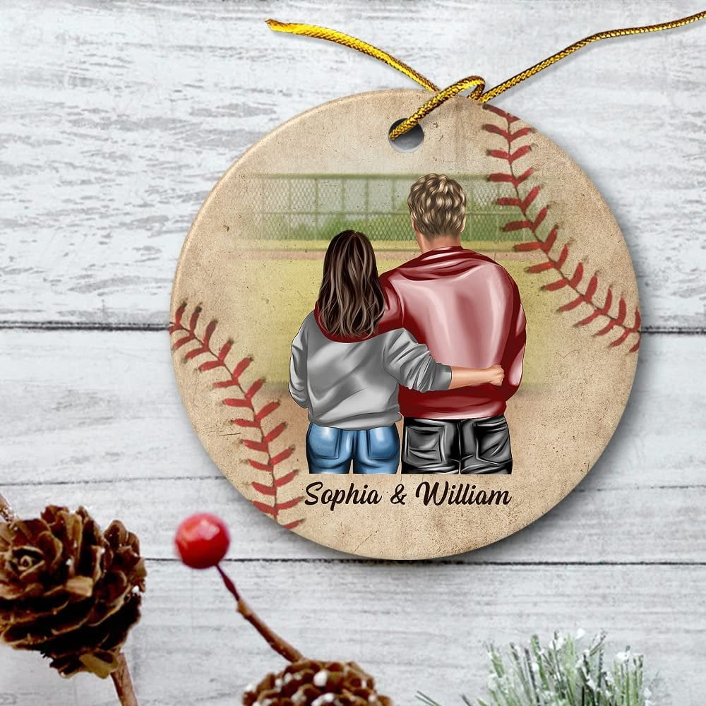 Personalized Ornament Couple for Baseball Lovers