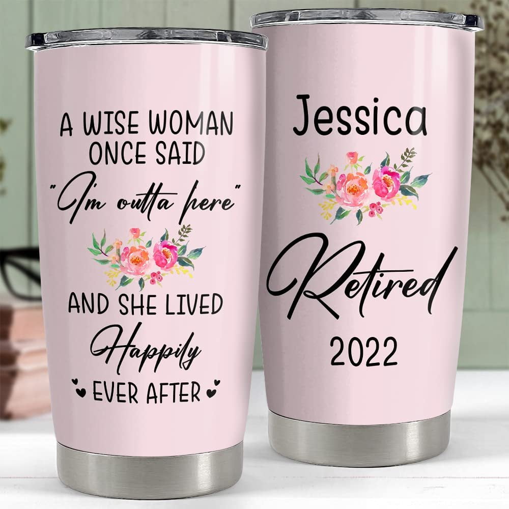 Personalized Retirement Lady Tumbler With Lid
