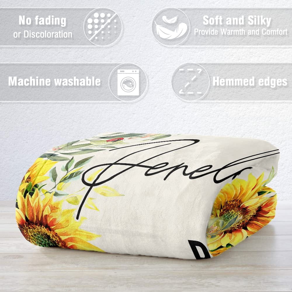 Personalized Sunflower Blanket Customized Gift