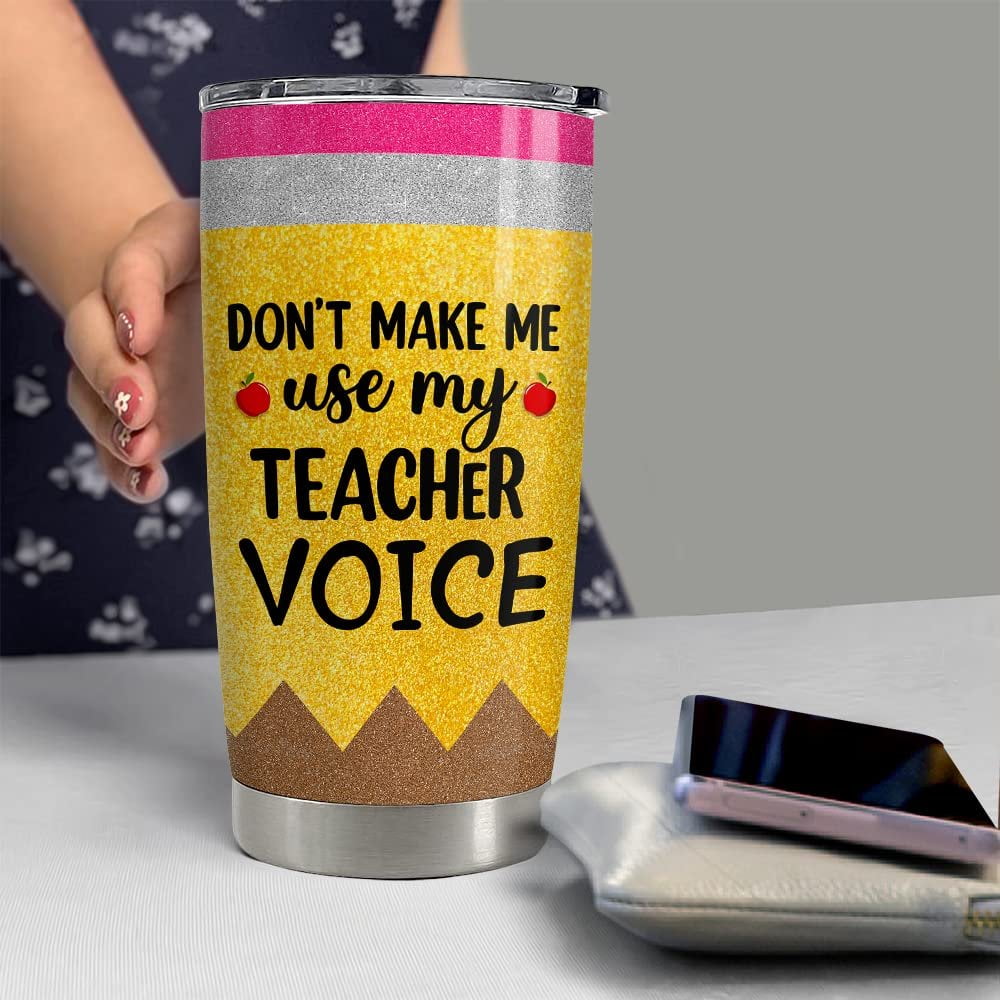 Personalized Teacher Tumbler Apple Crayon Funny Gift