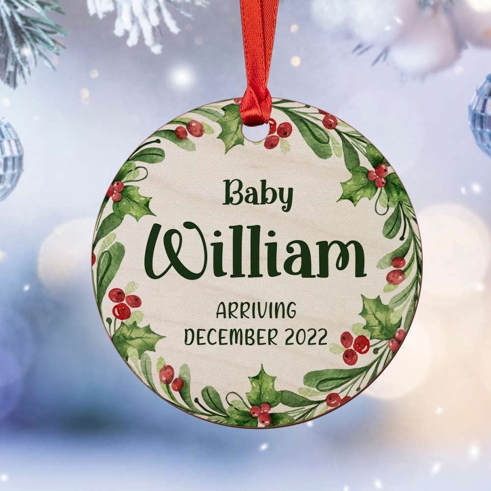 Personalized Ornament Baby Arriving Custom Name Baby
