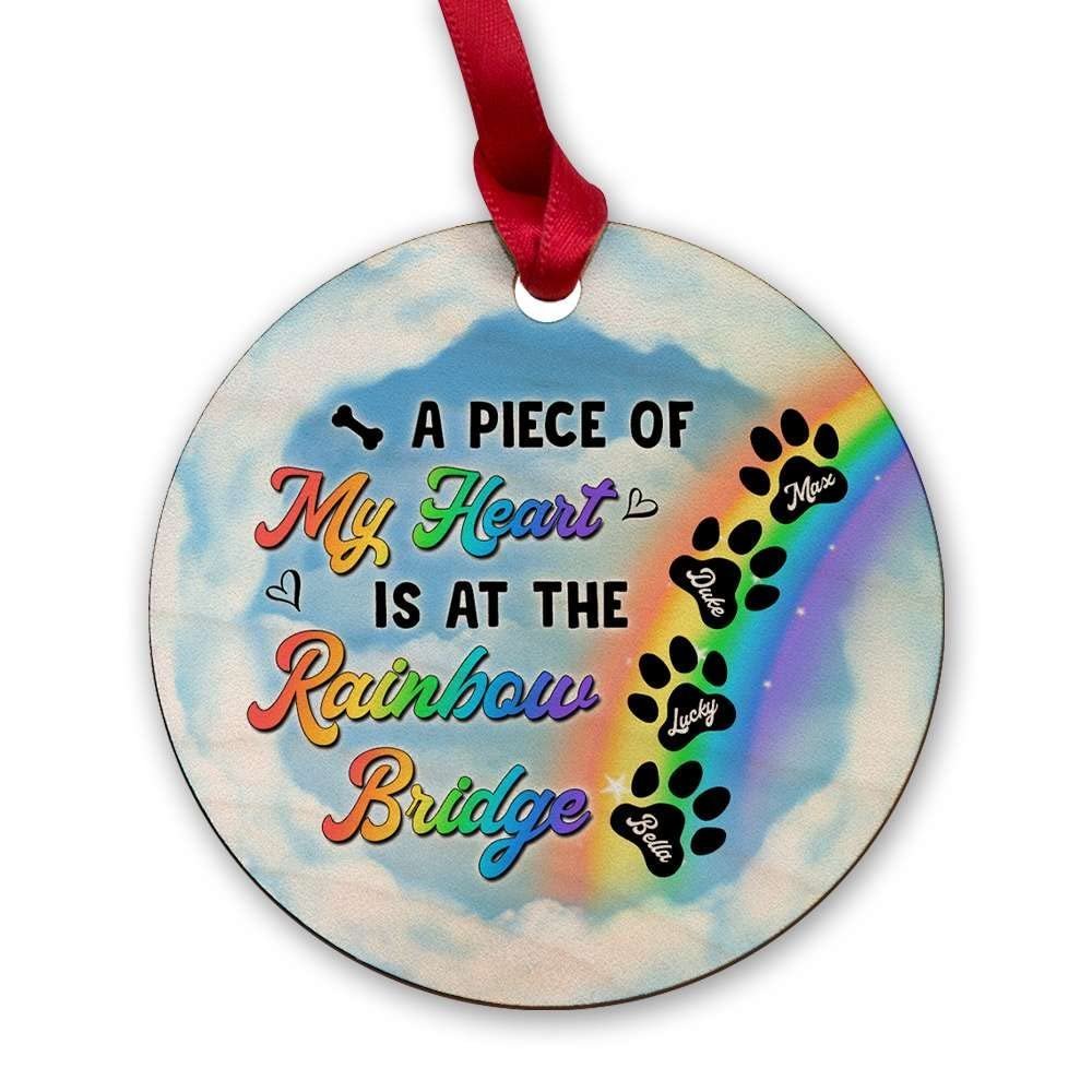 Personalized Ornament Dog Memorial Rainbow Bridge Wood