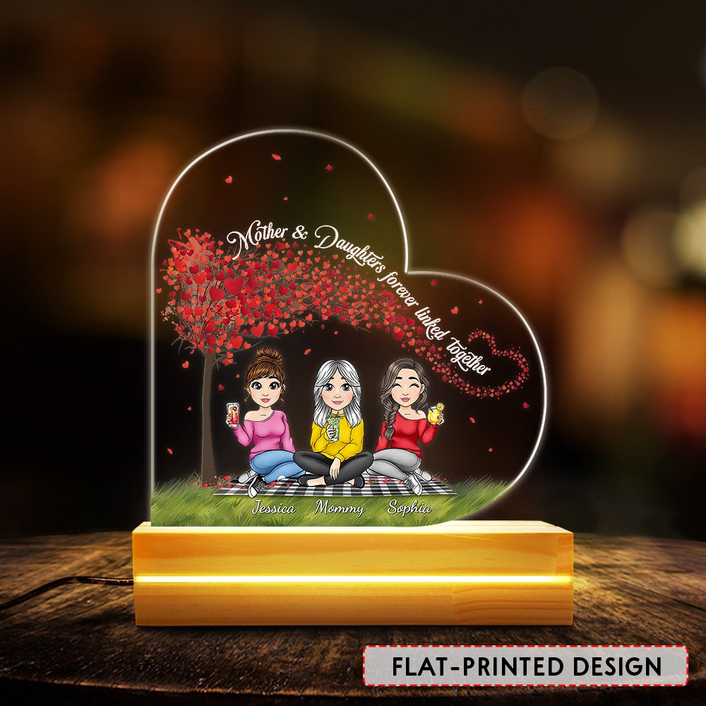 Mom & Daughter Moon Sitting Personalized LED Night Light Sandjest