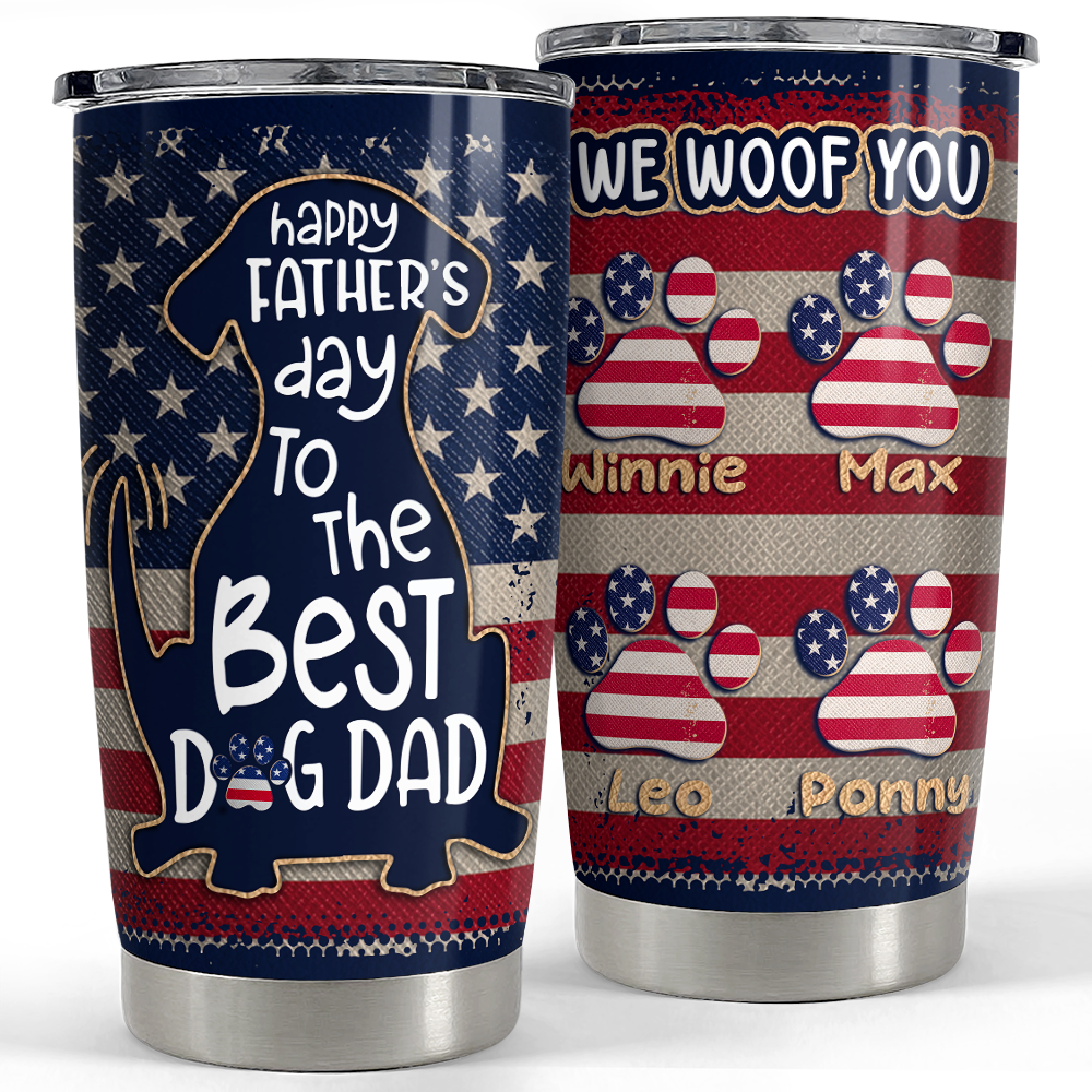 Happy Father Day Dog Dad Personalized Tumbler Cup - Sandjest