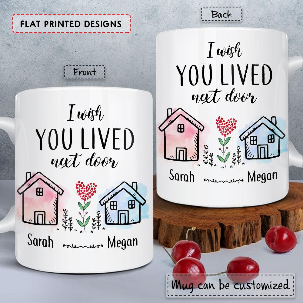 Portachiavi Amicizia 'I Wish You Lived Next Door' - In Acciaio Inox Con Sacchetto Di Velluto, Regalo Per Migliore Amico/a