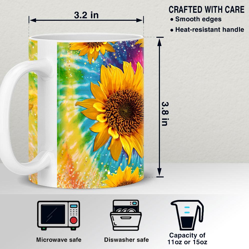 Personalized Sunflower Mug Tie Dye Pattern Sandjest