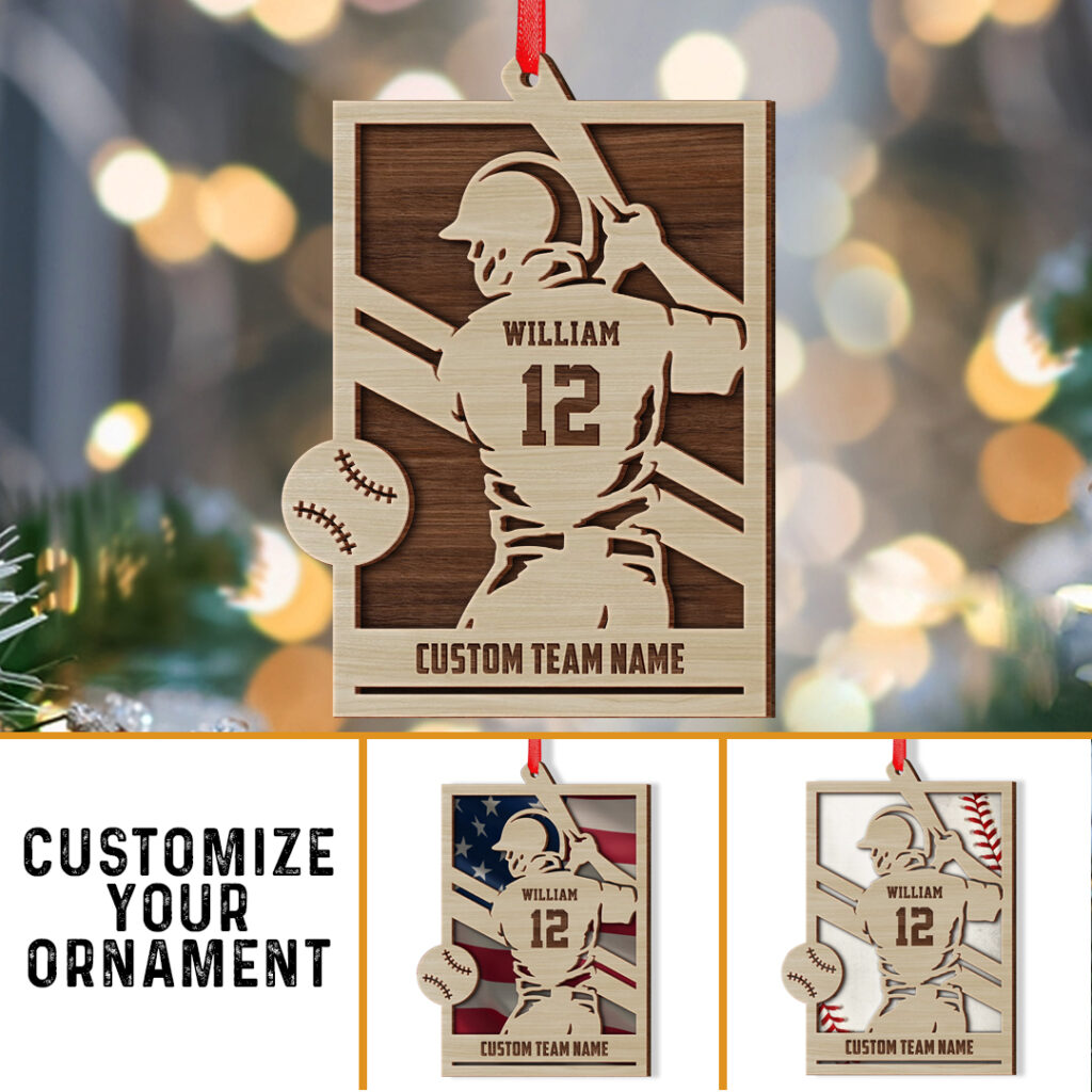 Baseball Player Christmas Personalized Ornament Sandjest