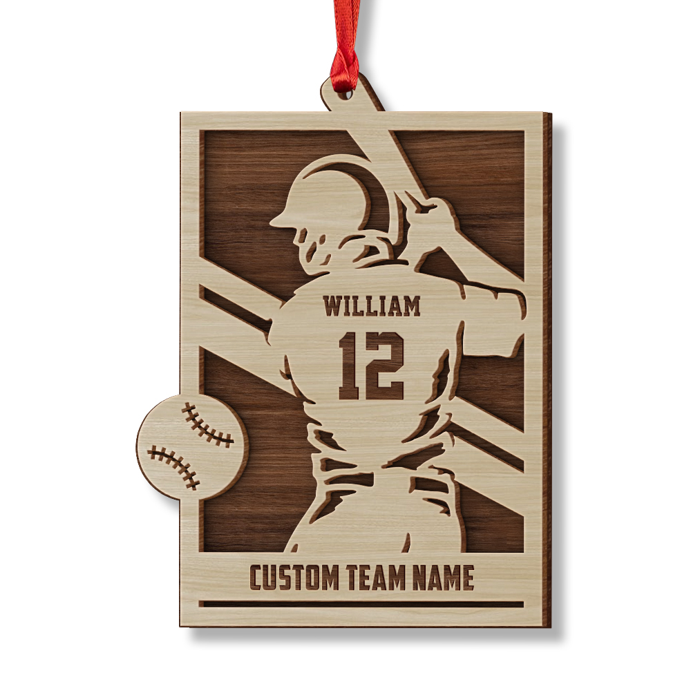 Baseball Player Christmas Personalized Ornament Sandjest