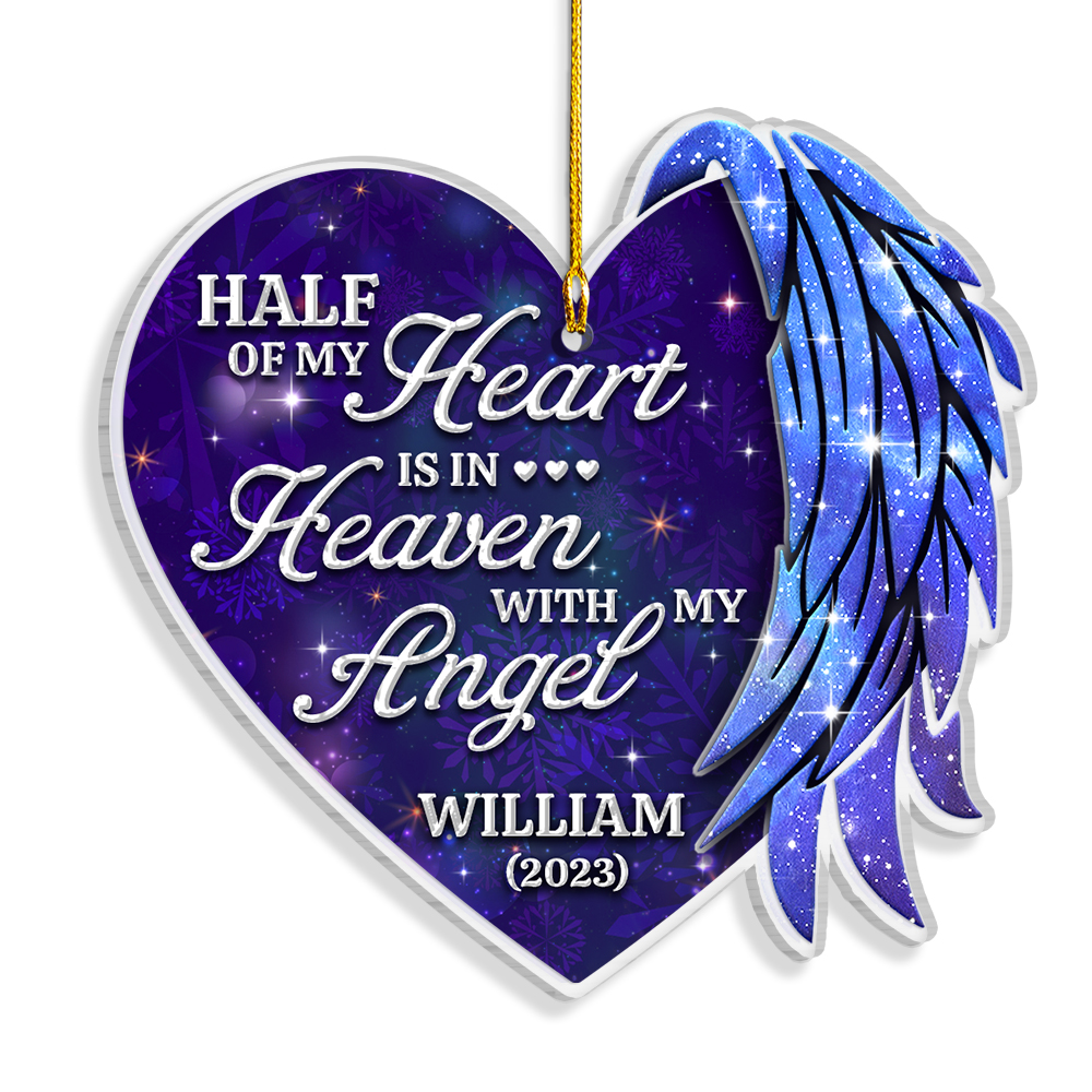 Personalized Memorial Dad/Mom Heart-Shaped Acrylic Plaque - Parent With Up to 4 Children - Memorial Gift Idea - The Moment Your Heart Stopped main image 0