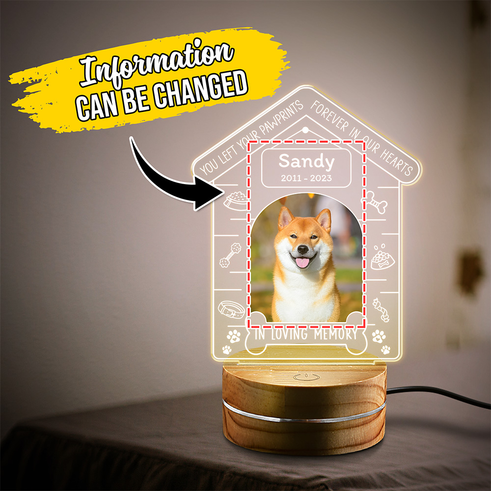 Personalized Pet Night Light In Loving Memory Sandjest