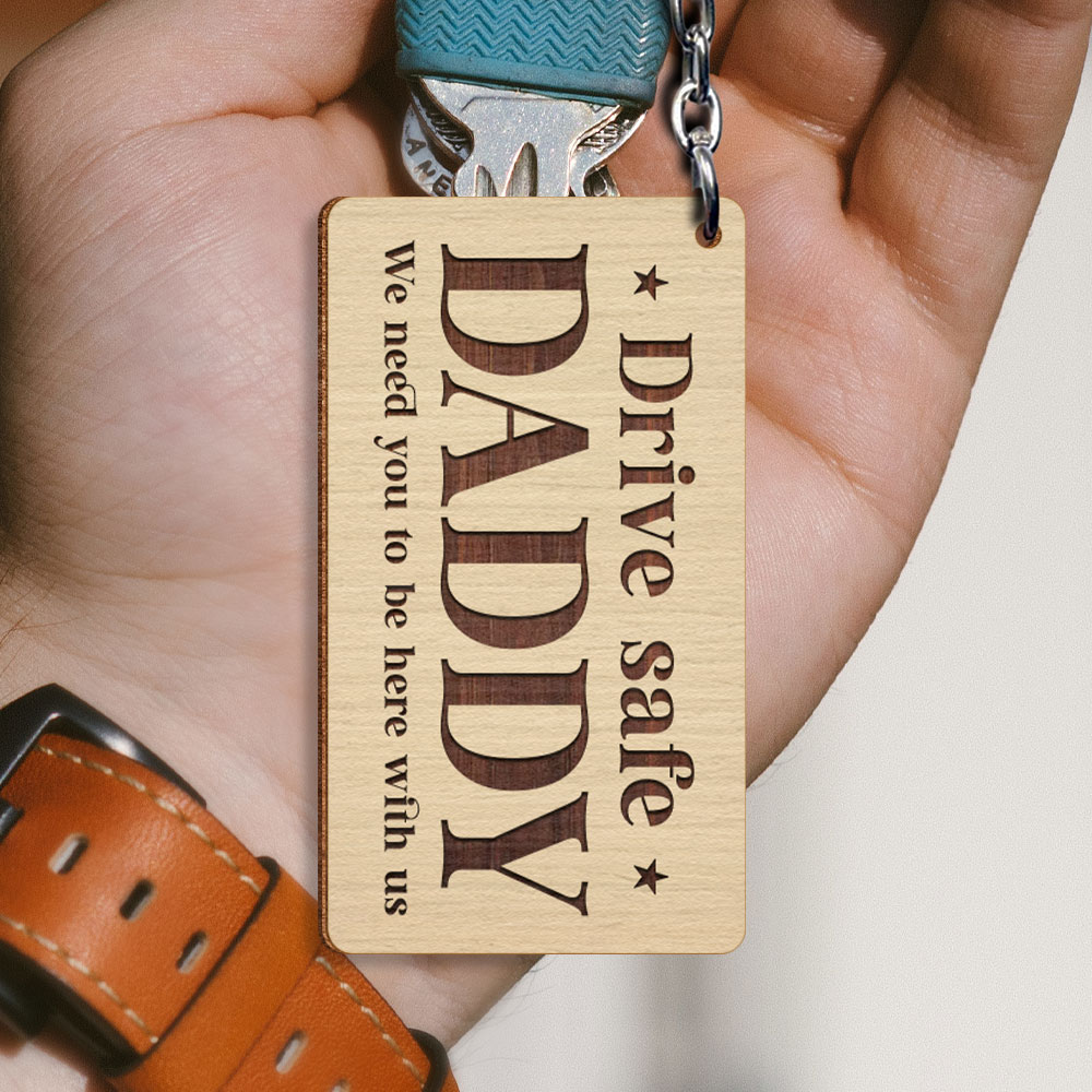 Drive Safe Daddy Cool Dad And Children Personalized Keychain Sandjest