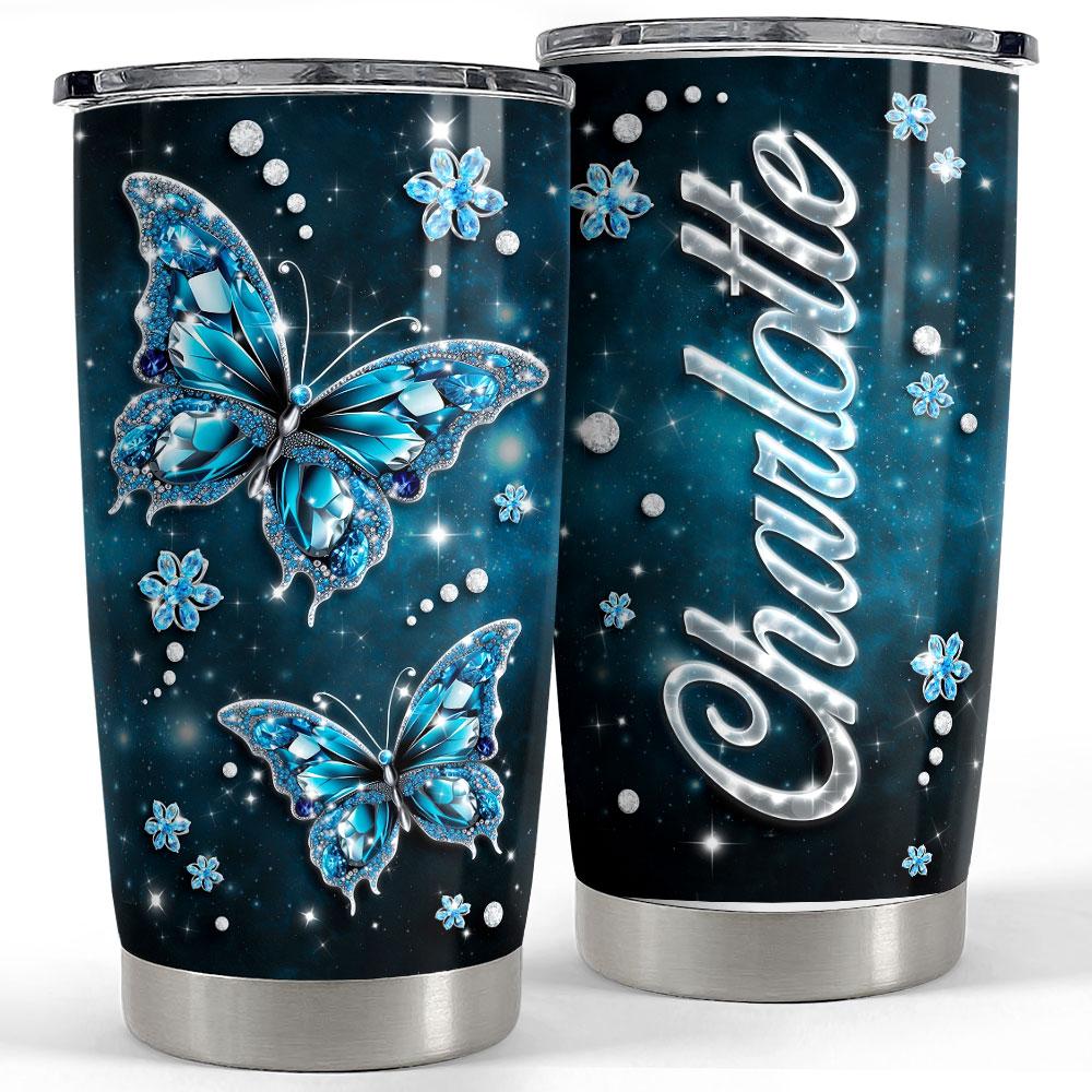 Personalized Butterfly Tumbler Jewelry Style Sandjest
