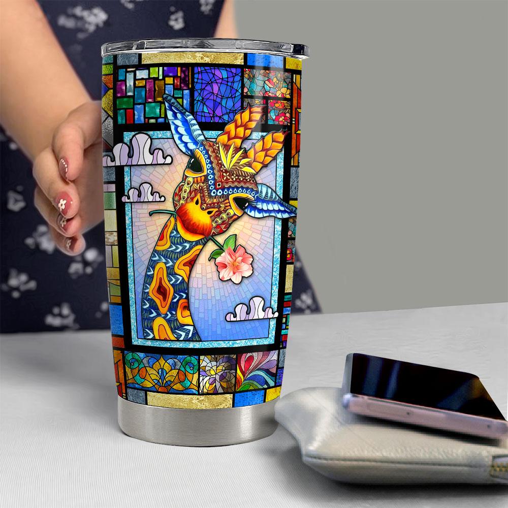 Personalized Giraffe Tumbler Stained Glass Drawing Sandjest