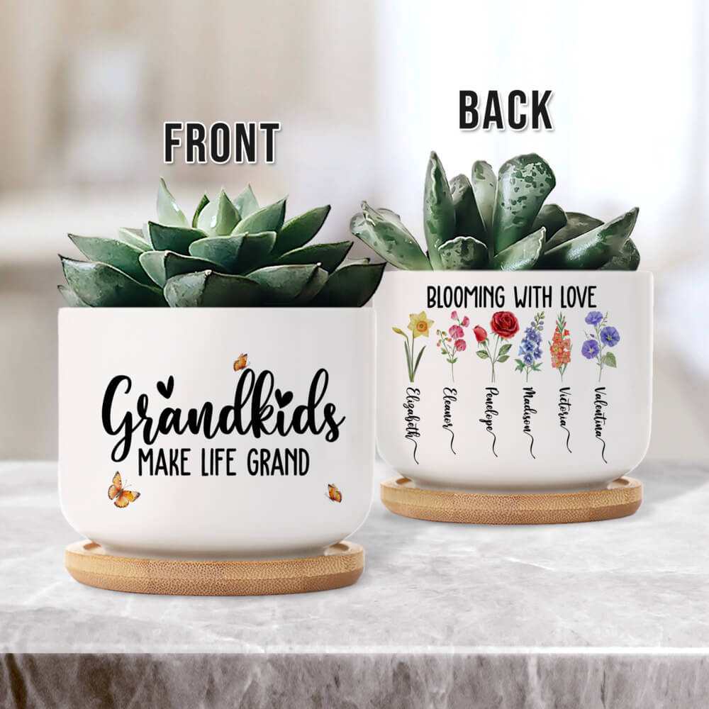 Personalized Grandma Plant Pot Blooming with love Sandjest