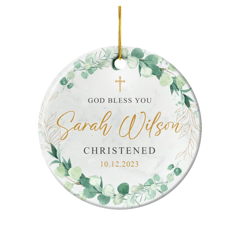 Personalized Baptism Ornament God Bless You Christened Sandjest