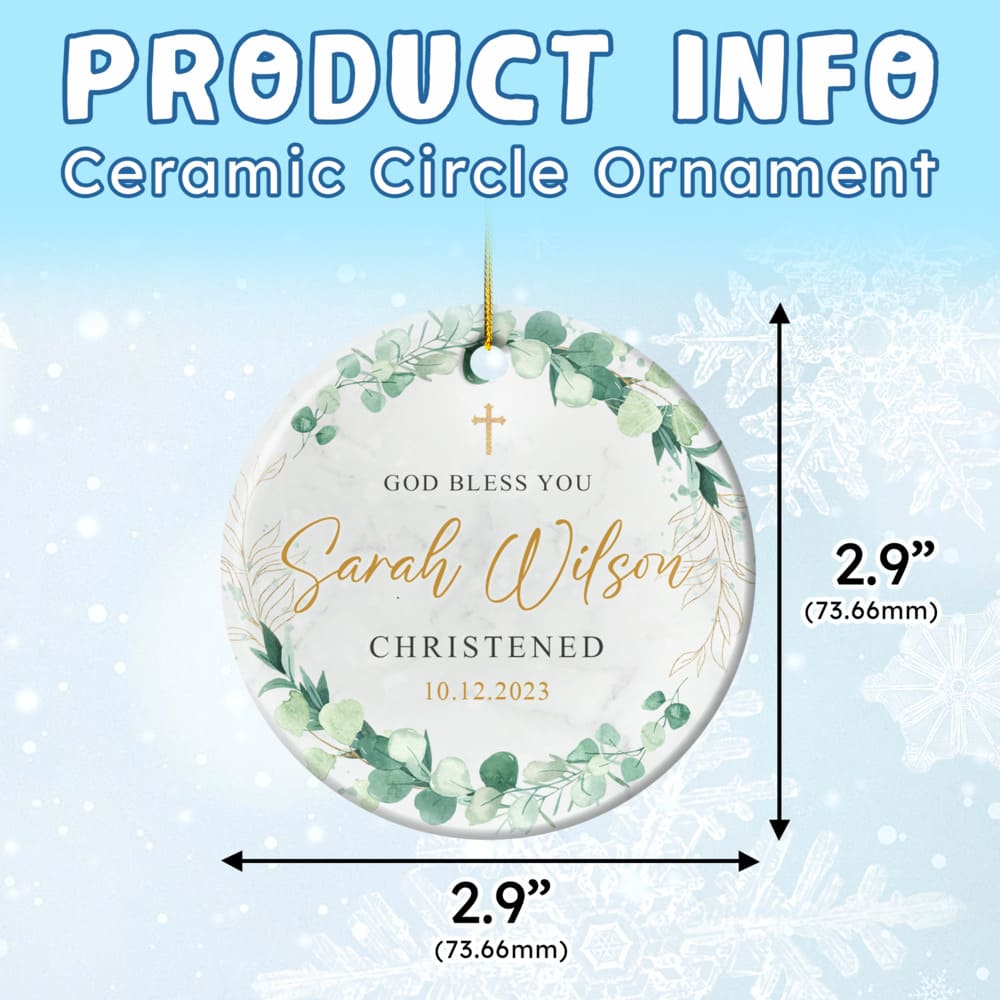 Personalized Baptism Ornament God Bless You Christened Sandjest