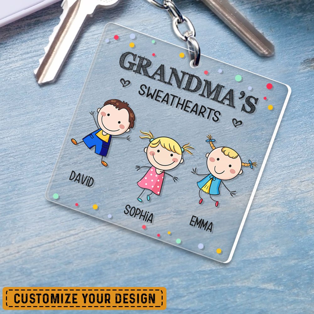 Personalized Keychain Gift for Grandma Cute Grandkids Sandjest