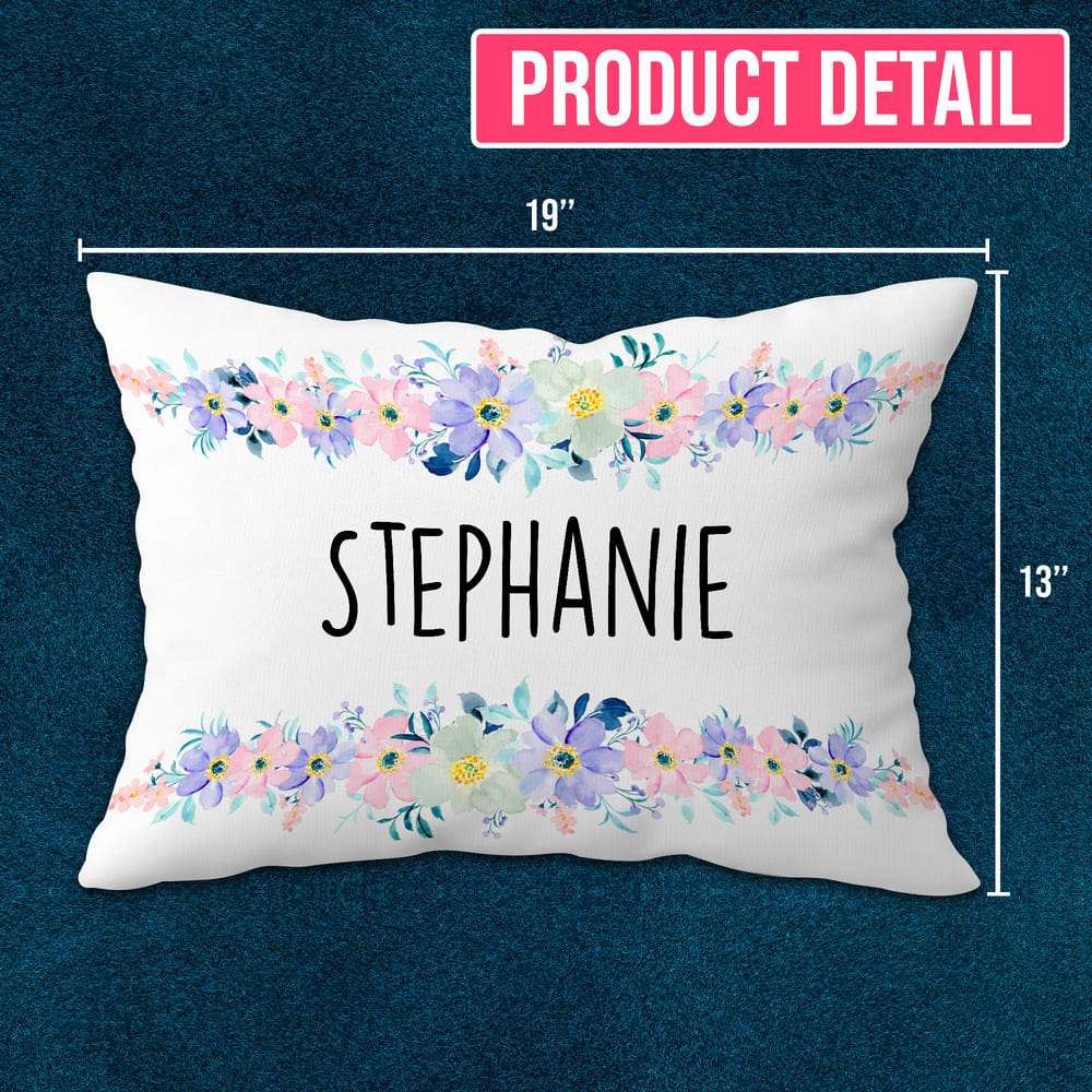 Personalized Name Pillow With Flower Sandjest