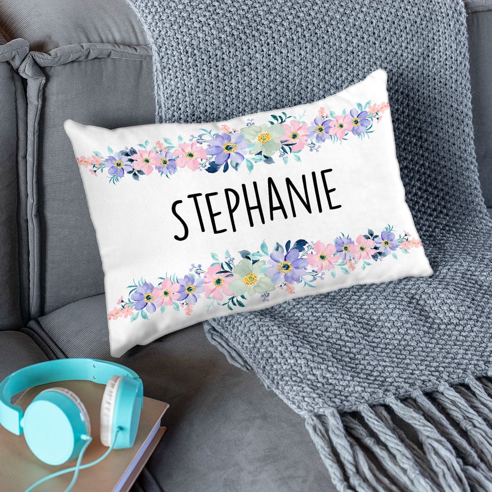 Personalized Name Pillow With Flower Sandjest