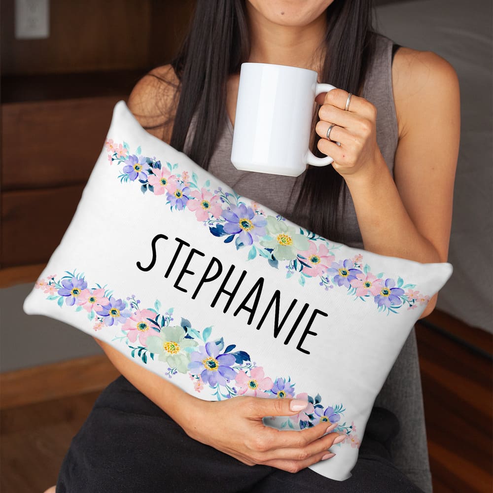 Personalized Name Pillow With Flower Sandjest