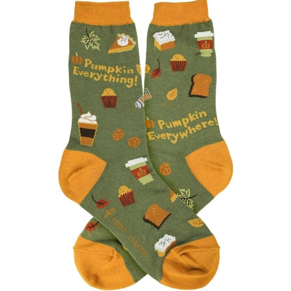 Cozy pumpkin-themed socks for a festive look